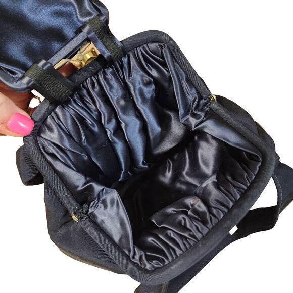 Vintage JR USA Julius Resnick Silk Blend Faille Navy Handbag Matching Coin Purse - Picture 9 of 16